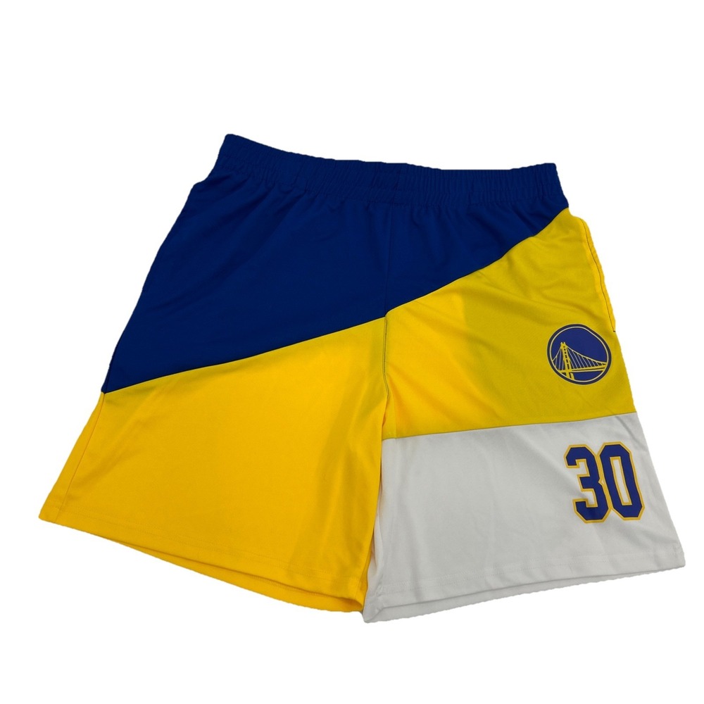 NBA Golden State Warriors Shorts Mens L Blue Yellow Stephen Curry 30 Colorblock